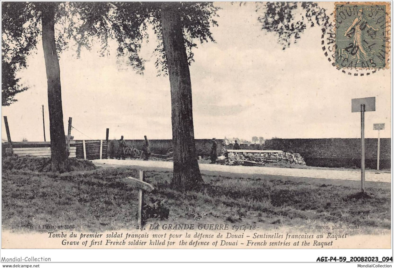 AGIP4-59-0304 - DOUAI - Tombe Du Premier Soldat Francais Mort Pour La Défense  - Douai