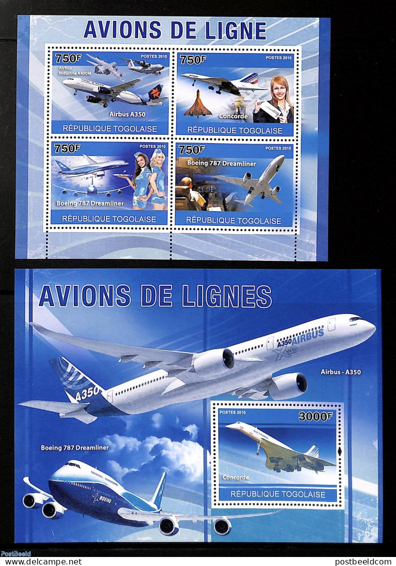 Togo 2010 Aviation 2 S/s, Mint NH, Transport - Concorde - Aircraft & Aviation - Concorde