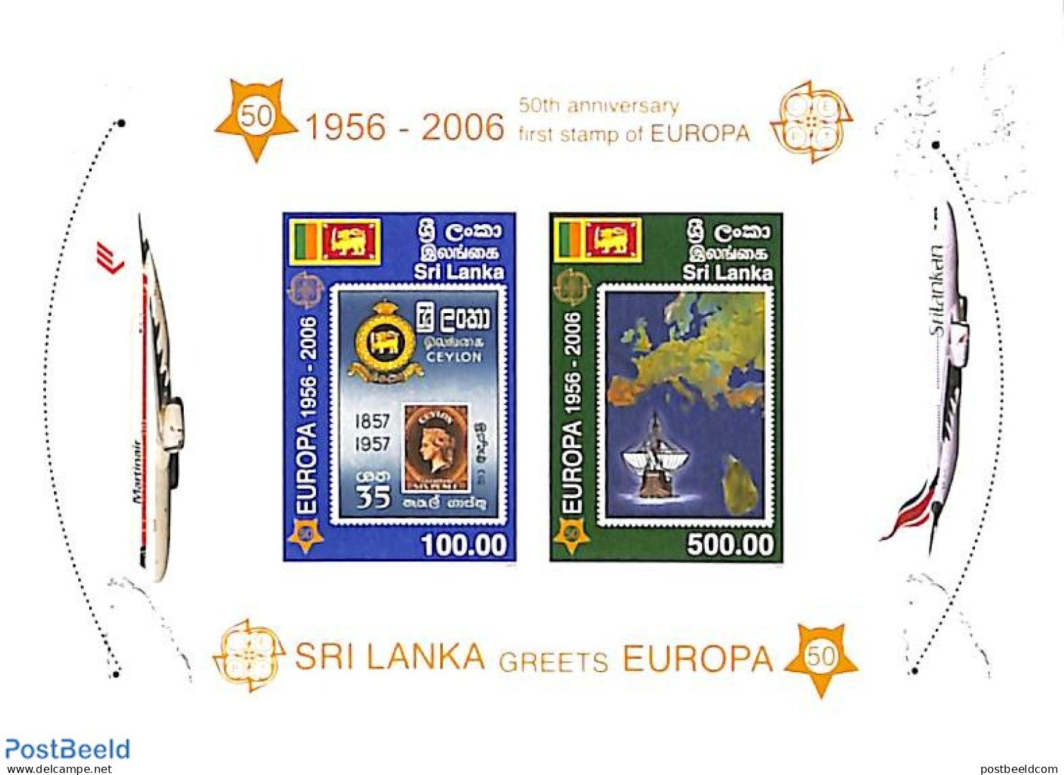 Sri Lanka (Ceylon) 2006 Europa Stamps S/s, Imperforated, Mint NH, History - Europa Hang-on Issues - Stamps On Stamps - Idee Europee