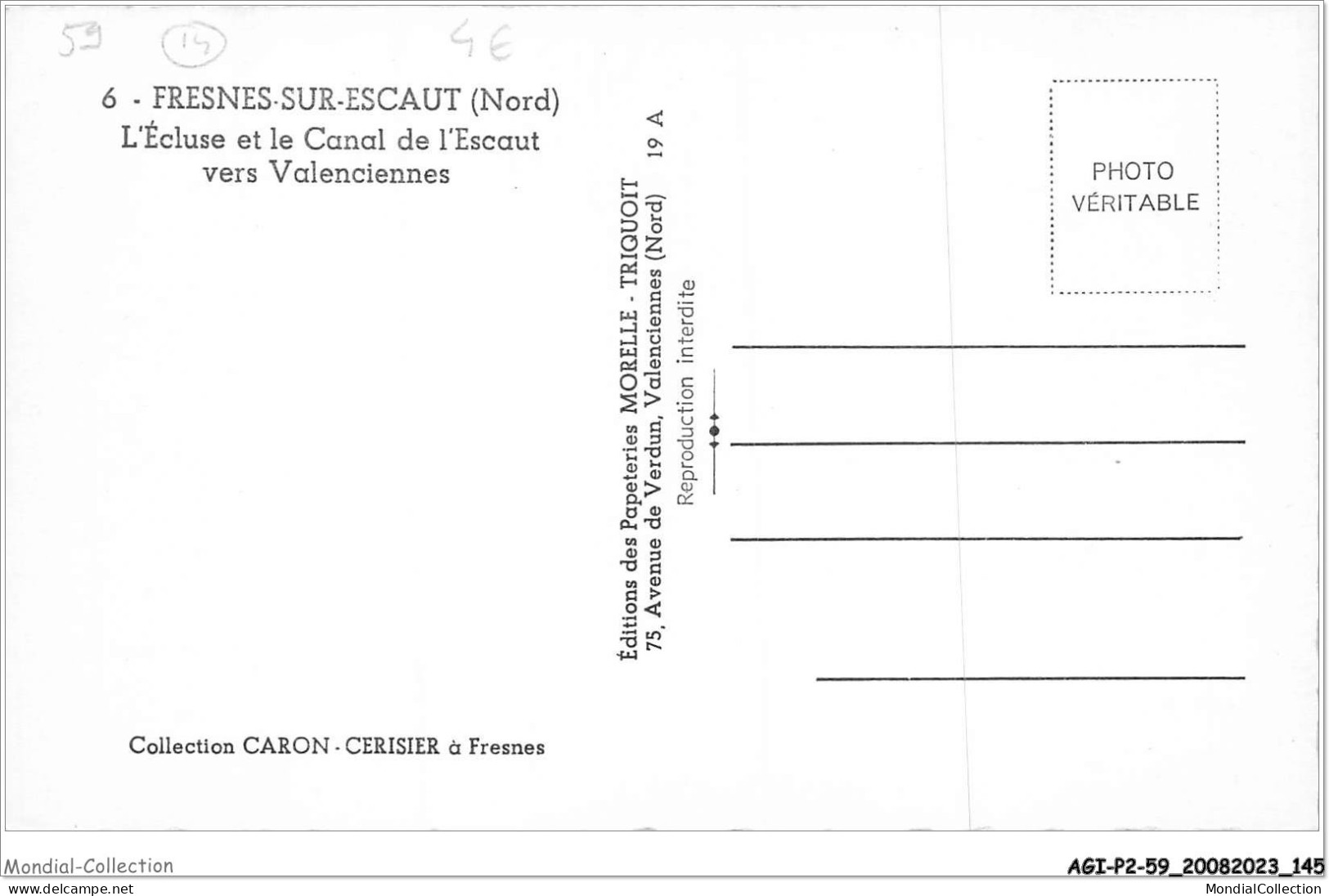 AGIP2-59-0158 - FRESNES-SUR-ESCAUT - L'ecluse Et Le Canal De L'escaut Vers Valenciennes  - Other & Unclassified