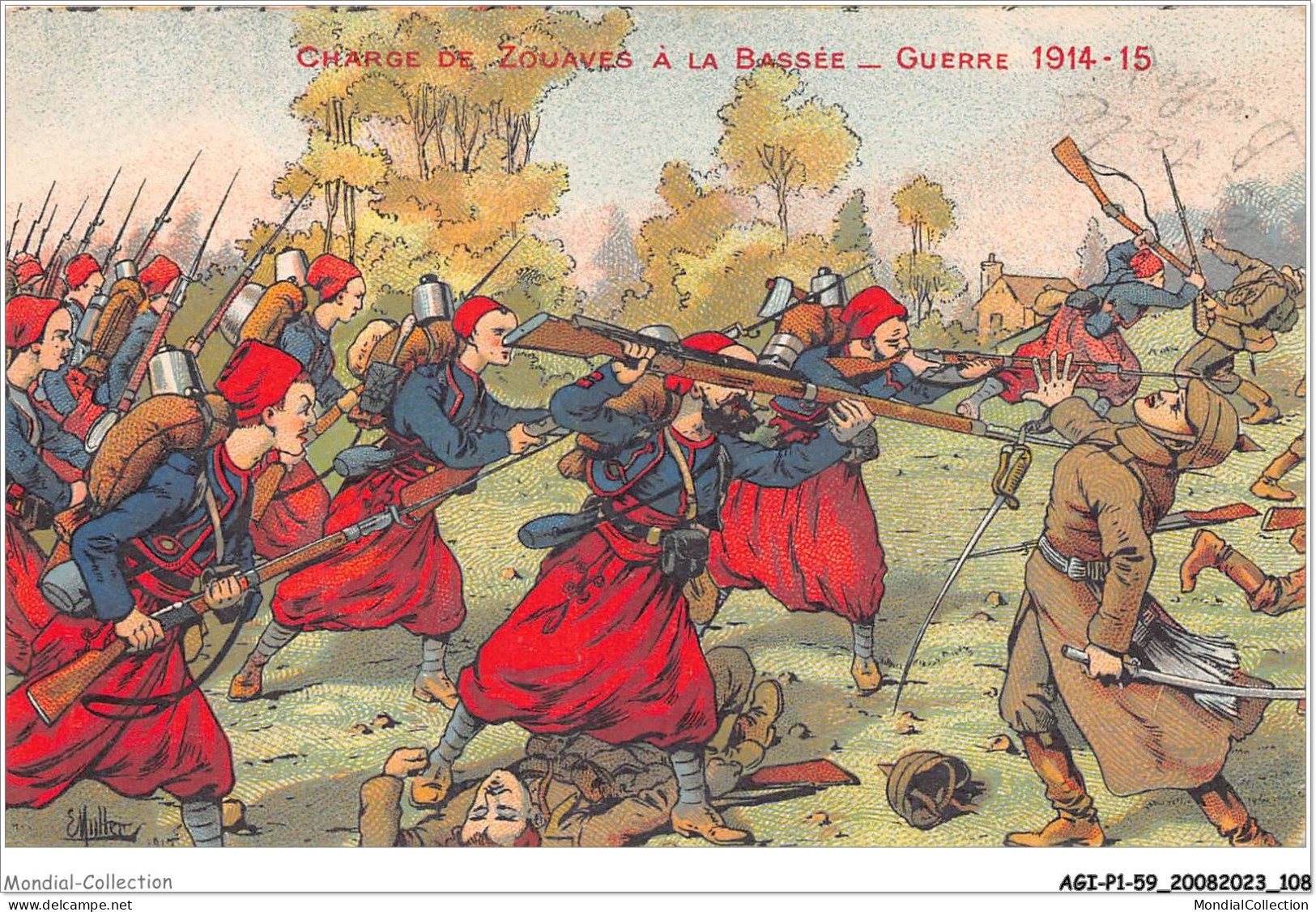 AGIP1-59-0056 - LA BASSEE - Charge De Zouaves à La Bassée - Guerre - Autres & Non Classés