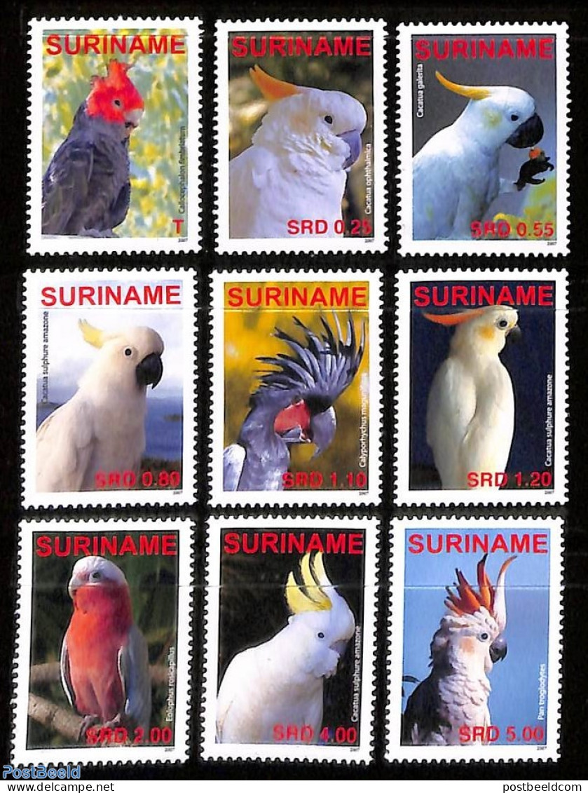 Suriname, Republic 2007 Parrots 9v, Mint NH, Nature - Birds - Parrots - Surinam