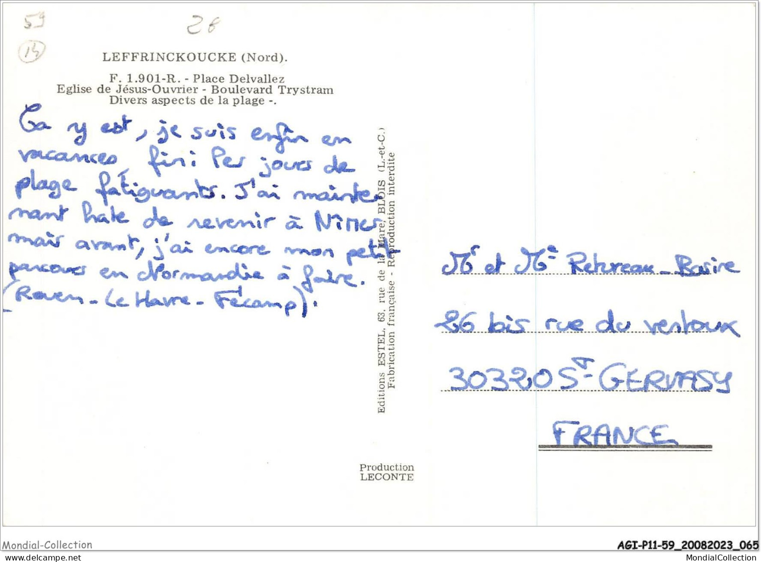 AGIP11-59-0793 - LEFFRINCKOUCKE  - Place Delvallez, Eglise De Jésus-ouvrier, Boulevard Trystam  - Other & Unclassified