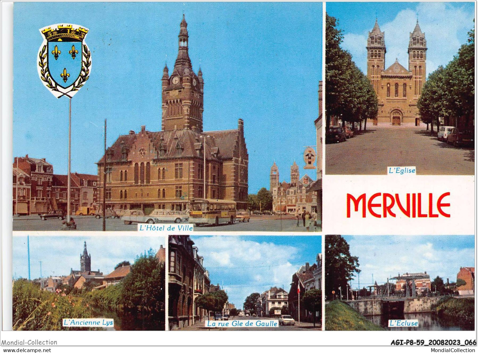 AGIP8-59-0613 - MERVILLE - Hotel De Ville, L'eglise, L'ancienne Lys  - Merville