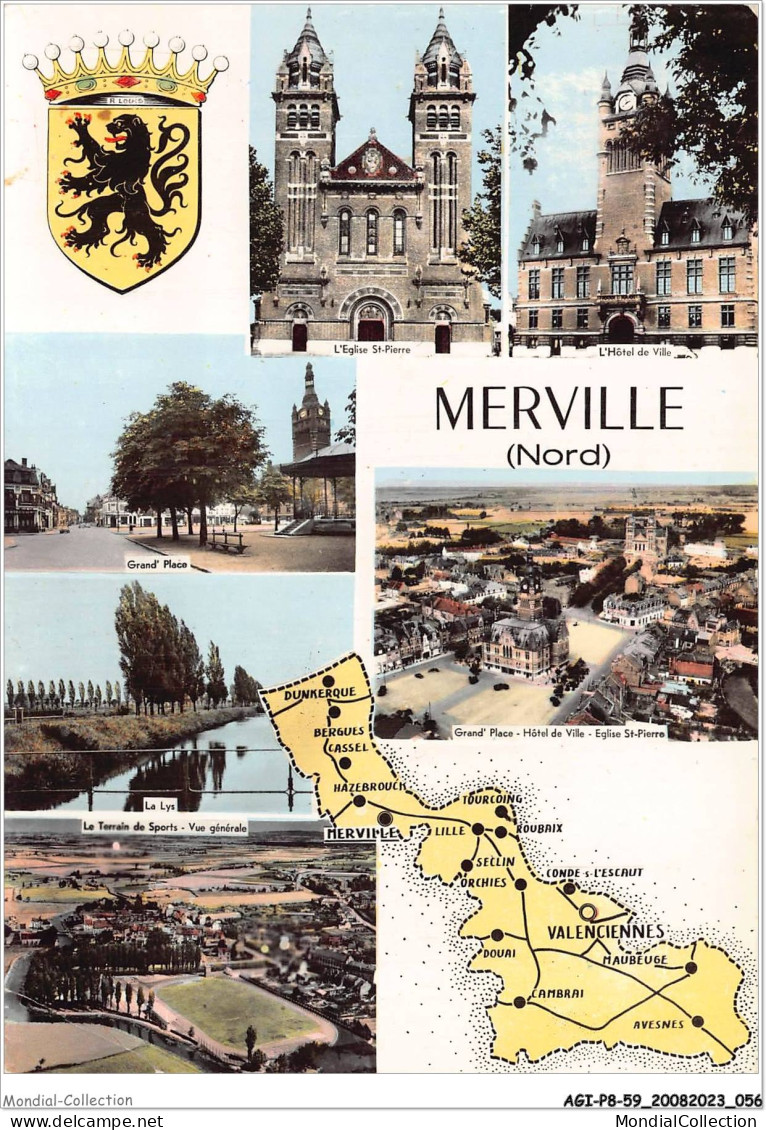 AGIP8-59-0608 - MERVILLE - Souvenir VUES MULTIPLES AERIENNES - Merville