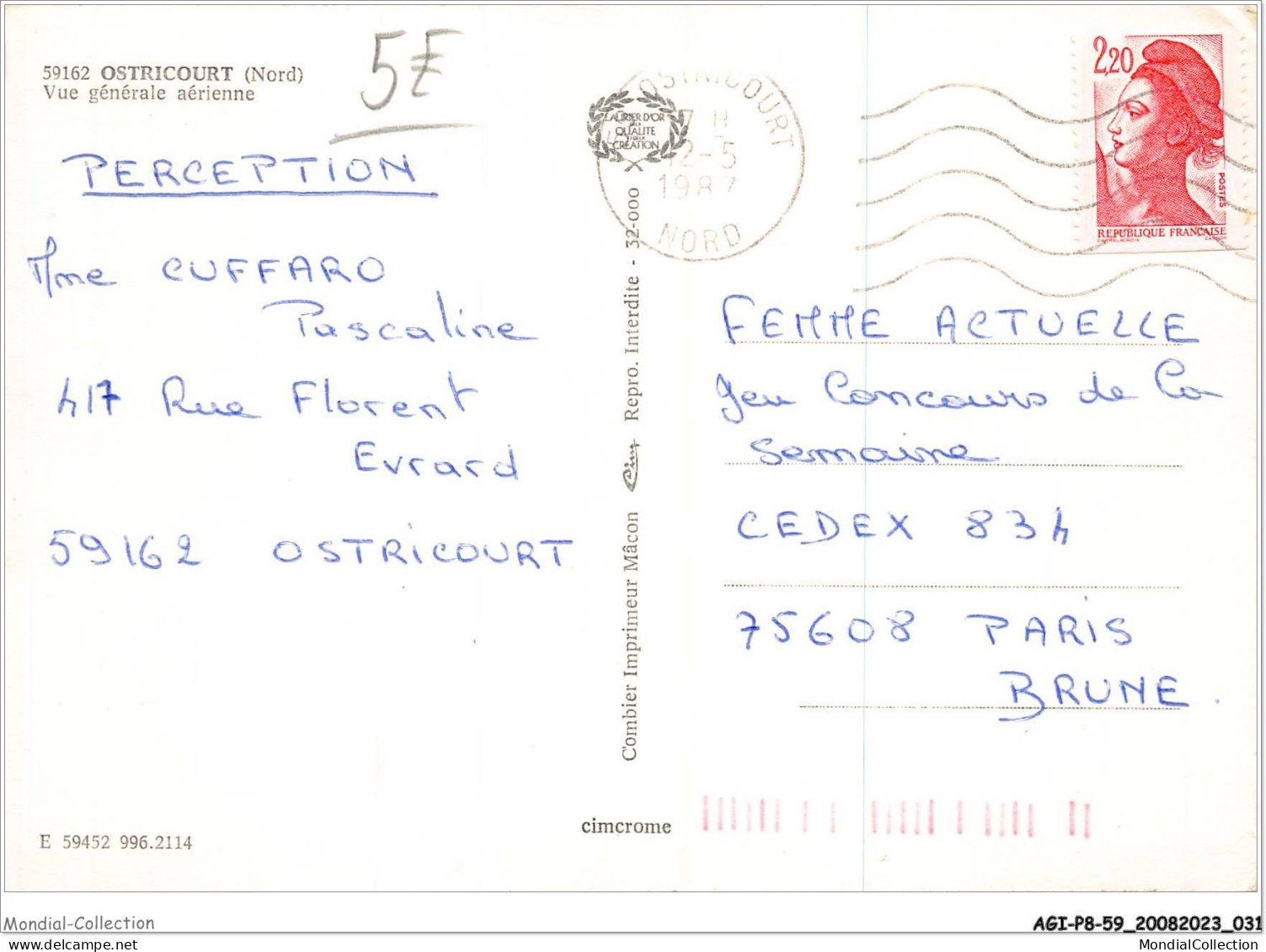 AGIP8-59-0595 - OSTRICOURT - Vue Générale Aérienne  - Altri & Non Classificati