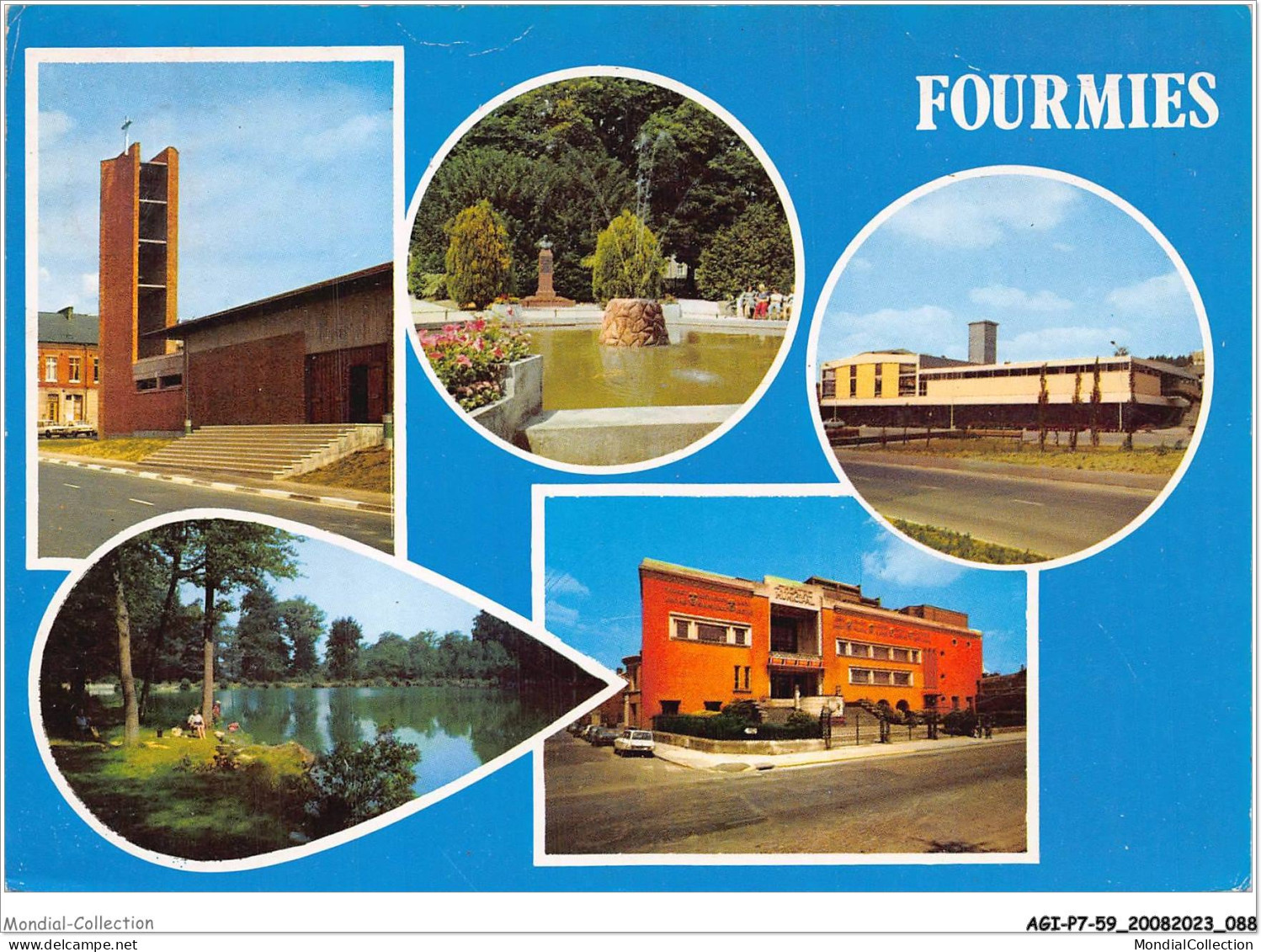 AGIP7-59-0553 - FOURMIES - Eglise, Jet D'eau, La Piscine , Plan D'eau, Théatre  - Fourmies