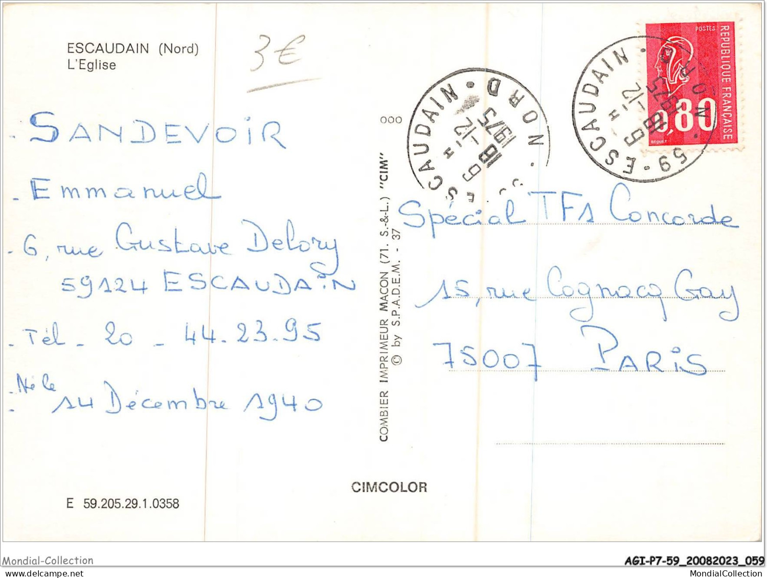 AGIP7-59-0538 - ESCAUDAIN - L'eglise  - Autres & Non Classés