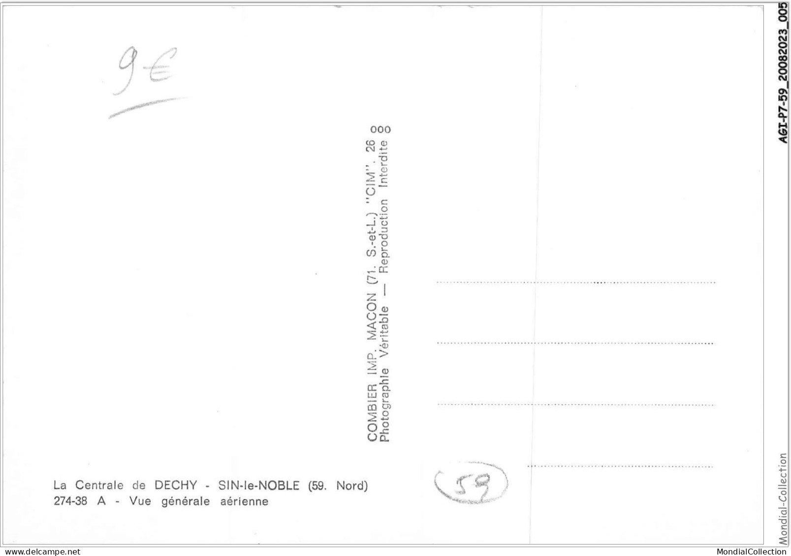 AGIP7-59-0512 - SIN-LE-NOBLE - La Centrale De Dechy - Vue Générale Aérienne  - Sin Le Noble