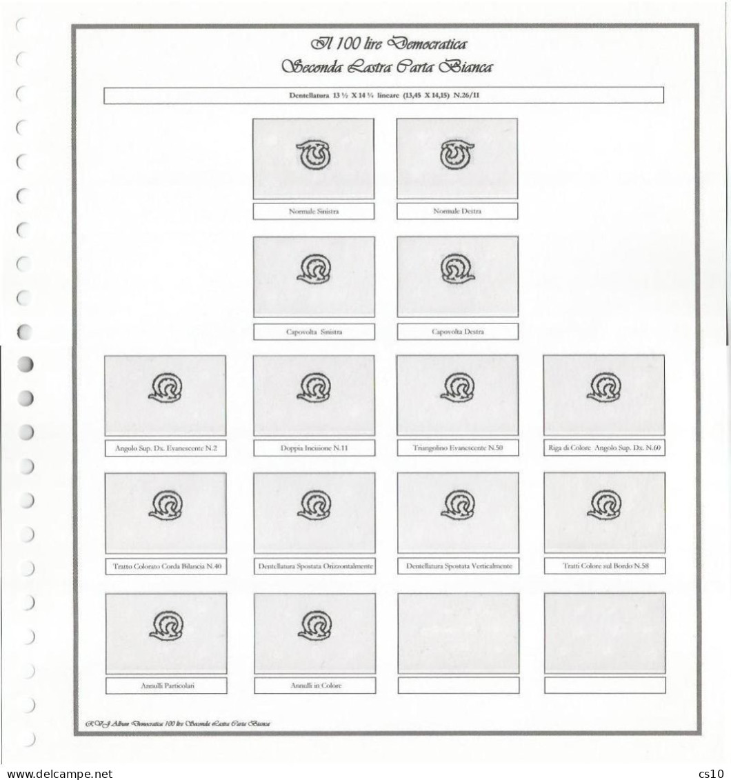 100 LIRE DEMOCRATICA - Raccolta Completa Dei Fogli Per Cartella A 22 Anelli Per TUTTE Le SPECIALIZZAZIONI - 1946-60: Afgestempeld