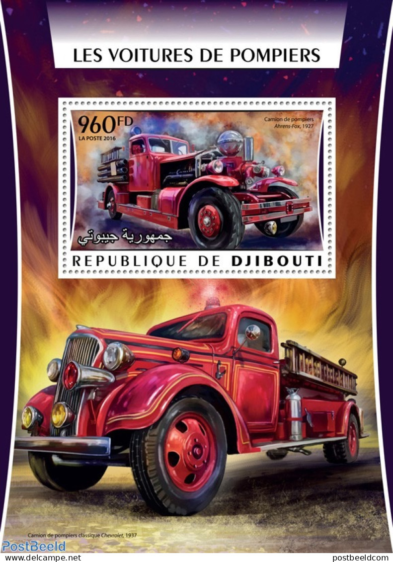 Djibouti 2016 Fire Engines, Mint NH, Transport - Automobiles - Fire Fighters & Prevention - Cars