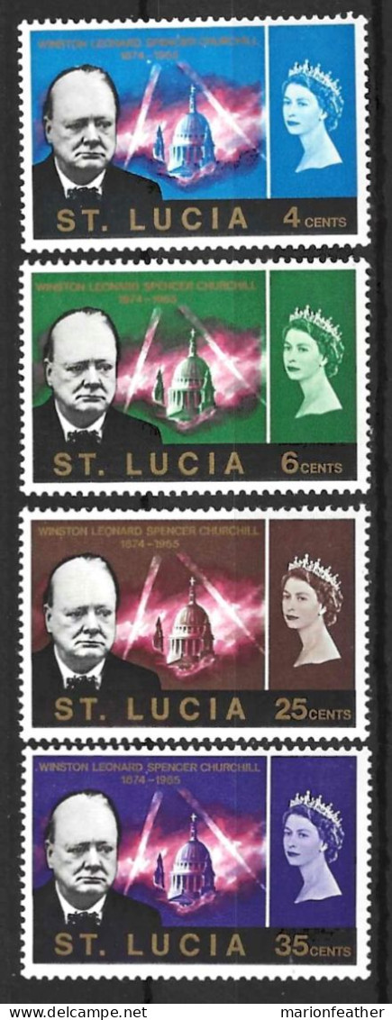 St...LUCIA.....QUEEN ELIZABETH ..II..(1952-22.)....." 1966.."....OMNIBUS.....CHURCHILL , SET OF 4......MNH... - Ste Lucie (...-1978)