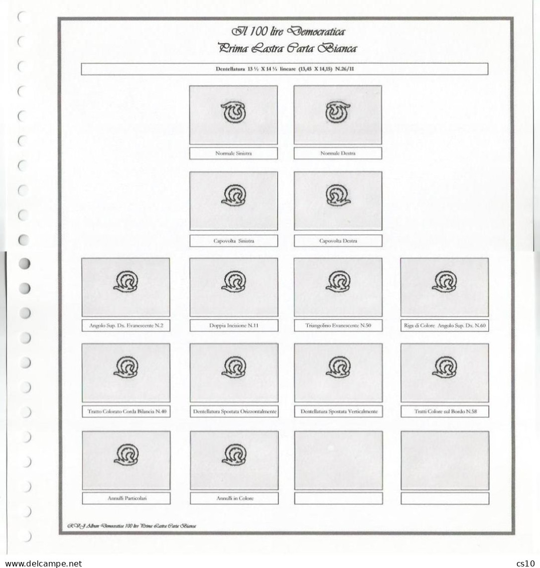 100 LIRE DEMOCRATICA - Raccolta Completa Dei Fogli Per Cartella A 22 Anelli Per TUTTE Le SPECIALIZZAZIONI - Collections