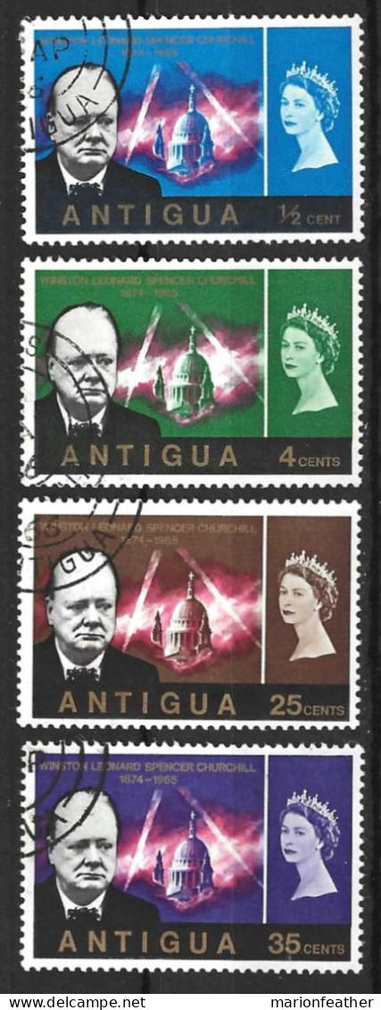 ANTIGUA....QUEEN ELIZABETH ..II..(1952-22.)....." 1966.."....OMNIBUS.....CHURCHILL , SET OF 4......VFU.... - 1960-1981 Autonomie Interne