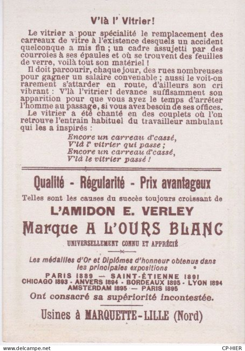 CHROMOS - CHROMO - IMAGE AMIDON E. VERLEY - GRAND PRIX PARIS 1900 - A L'OURS BLANC - METIER VITRIER - Andere & Zonder Classificatie