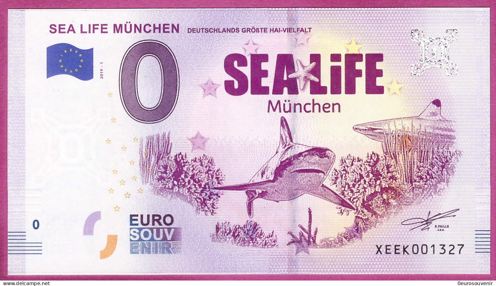 0-Euro XEEK 2019-1 SEA LIFE MÜNCHEN DEUTSCHLAND - GRÖẞTE HAI-VIELFALT - Privatentwürfe