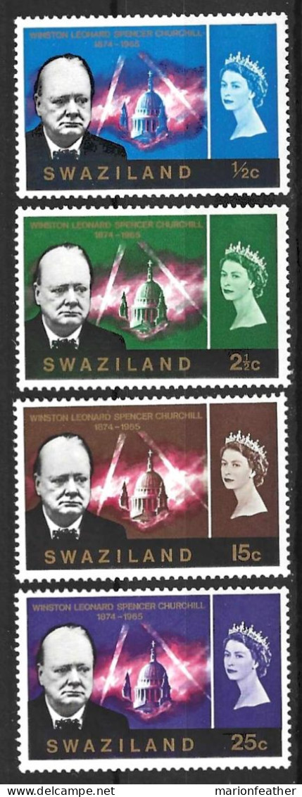 SWAZILAND.....QUEEN ELIZABETH ..II..(1952-22.)....." 1966.."....OMNIBUS.....CHURCHILL , SET OF 4......MNH... - Swasiland (...-1967)