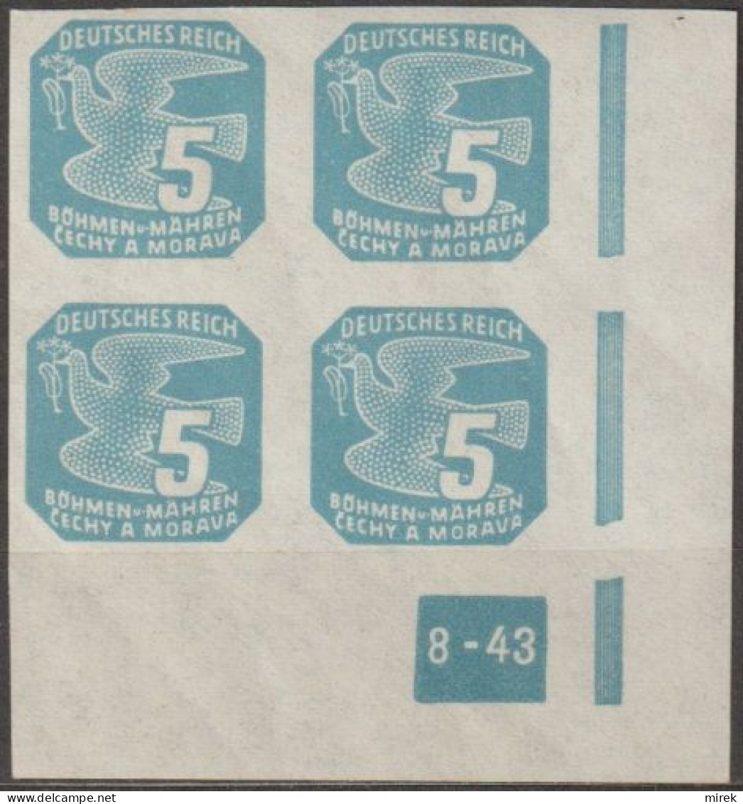 082/ Pof. NV 16, Corner 4-block, Broken Frame, Plate Number 8-43 - Unused Stamps