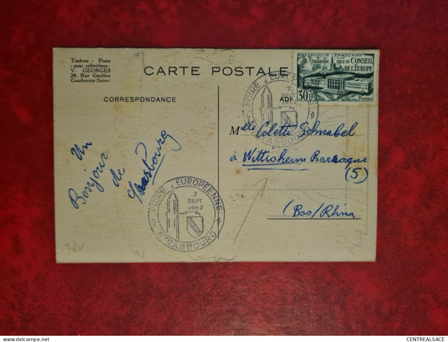 LETTRE STRASBOURG FOIRE EUROPEENNE 1952 POUR WITTISHEIM BARRAQUE 5 - Other & Unclassified