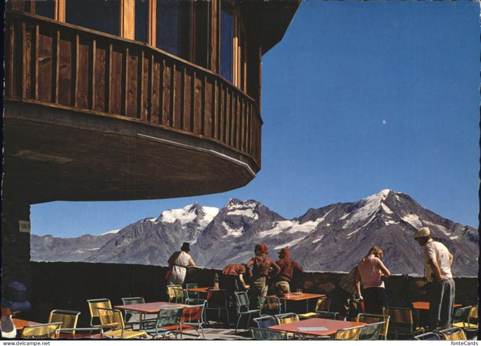 11466945 Saas-Fee Bergsteigerheim Restaurant Laengfluh Terrasse Fletschhorn Laqu - Other & Unclassified