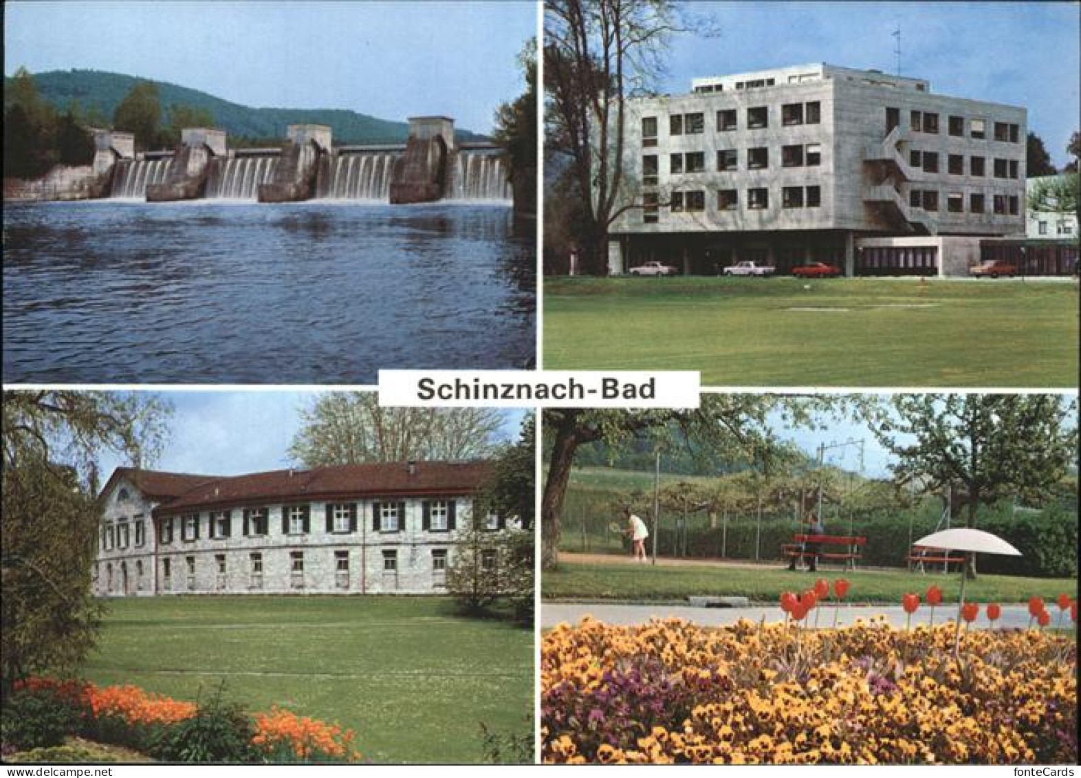 11466819 Schinznach Bad Stauwehr Aaare Rheumaklinik Rundbau Tennisplatz Schinzna - Andere & Zonder Classificatie