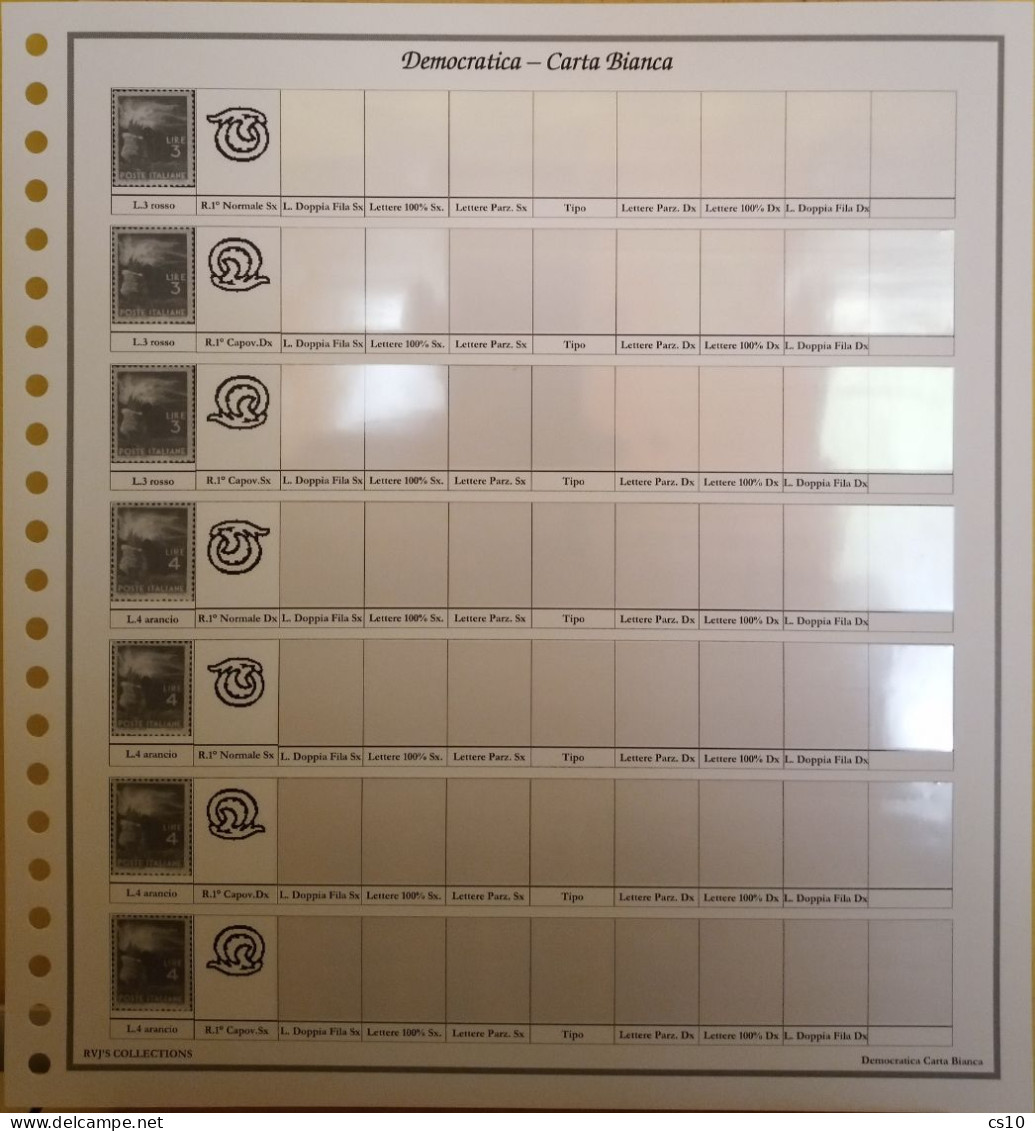 Democratica Posta Ordinaria - Raccolta completa in 17 fogli x cartella 22 anelli per tutte le SPECIALIZZAZIONI