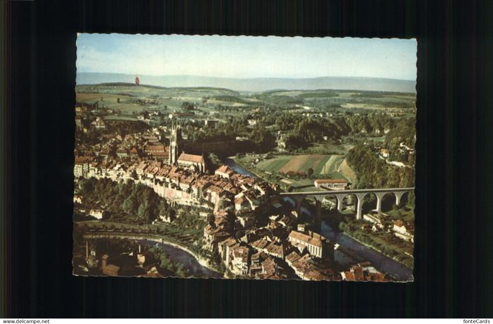 11466804 Fribourg FR Cathedrale Pont Saane Vue Aerienne Fribourg - Altri & Non Classificati