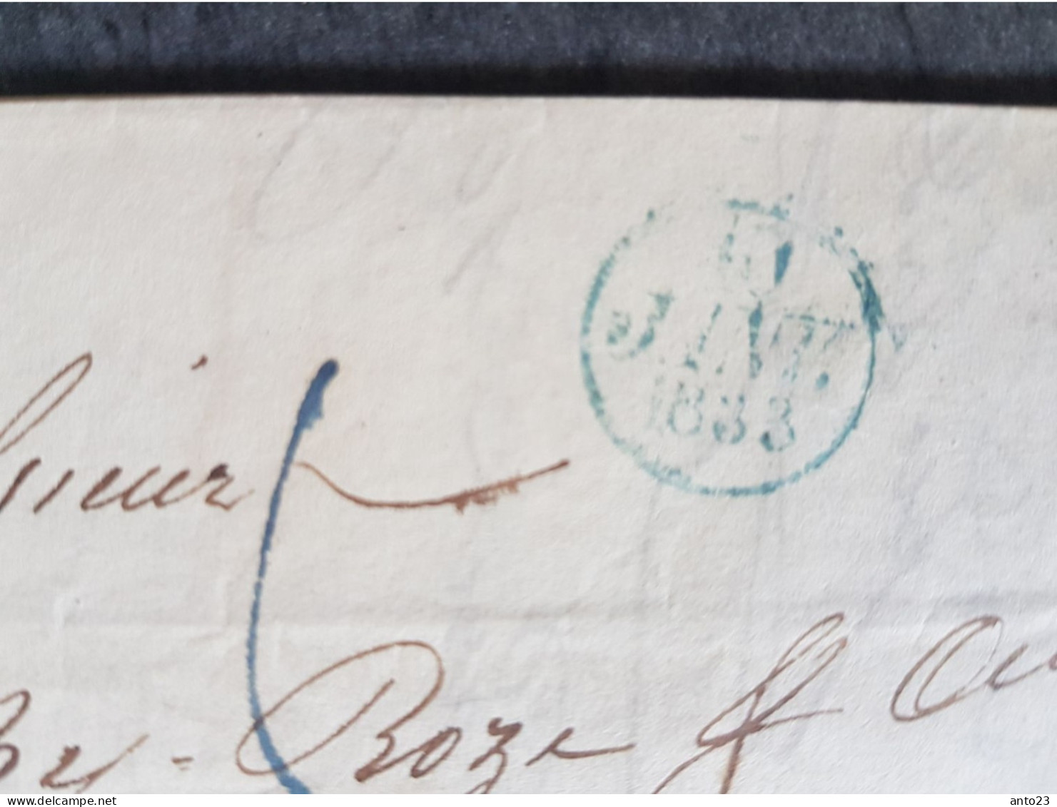 1833 Marque Postale Avec Cachet Bleu De Paris Ainsi Que Celui De Tonnerre - Lac - - 1801-1848: Précurseurs XIX