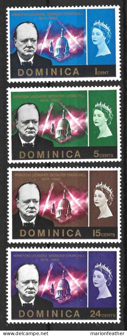 DOMINICA.......QUEEN ELIZABETH ..II..(1952-22.)..." 1966.."....OMNIBUS.....CHURCHILL , SET OF 4......MNH. - Dominique (...-1978)