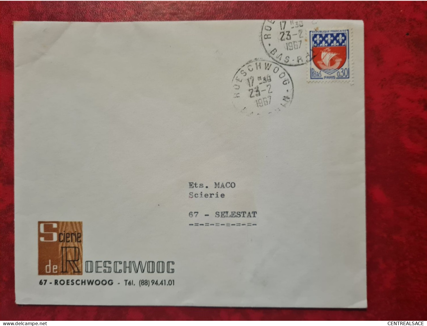 LETTRE SCIERIE DE ROESCHWOOG POUR MACO SELESTAT 1967 - Otros & Sin Clasificación