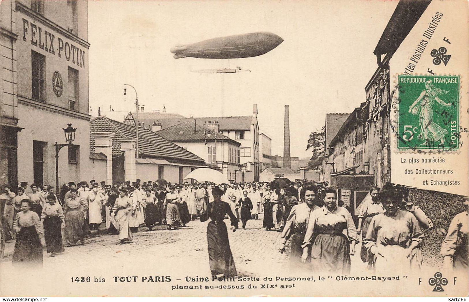 Tout Paris 19ème * N°1436 Bis * Usine POTIN Sortie Personnel , Ballon Dirigeable Clément Bayard * Aviation - Paris (19)