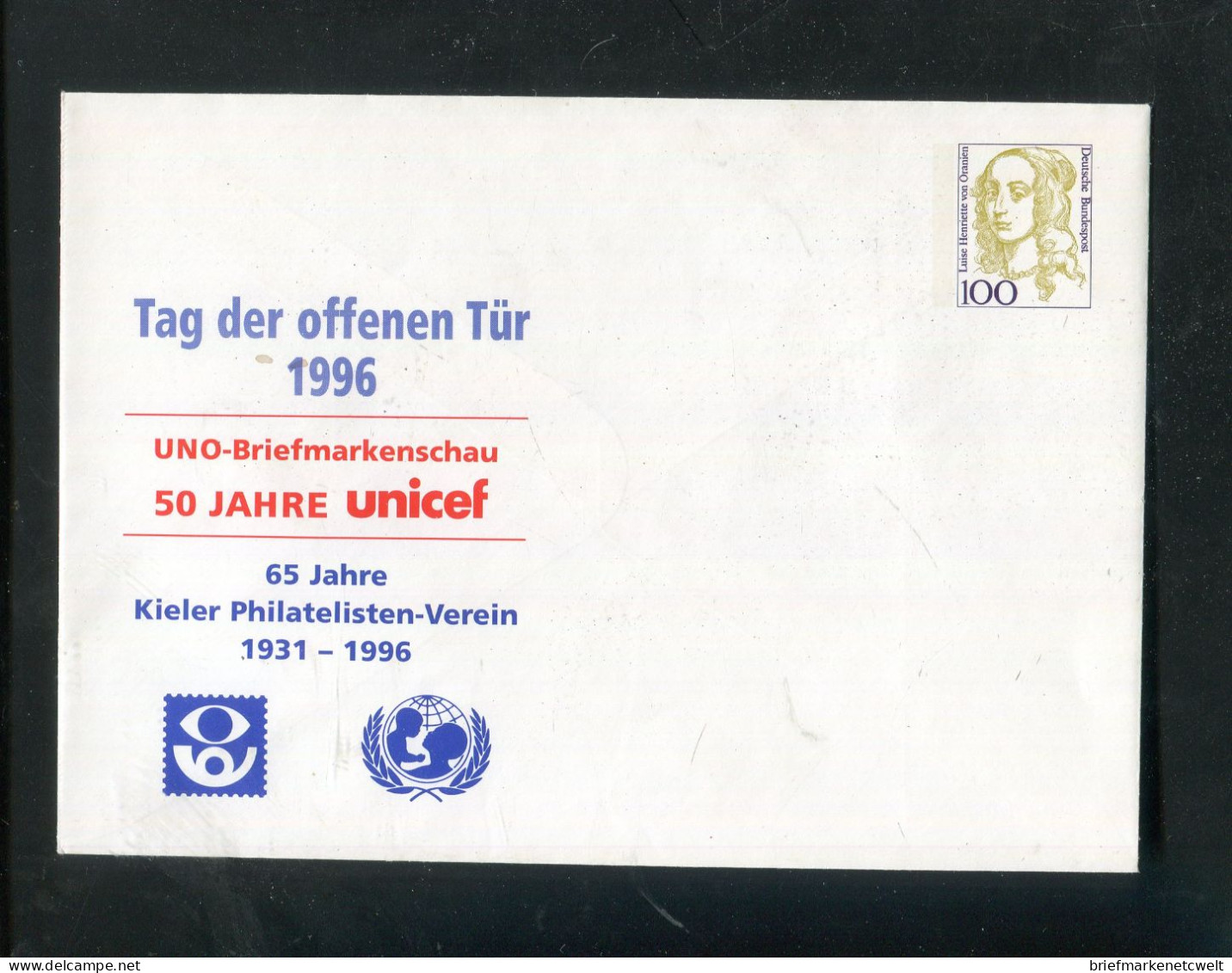 "BUNDESREPUBLIK DEUTSCHLAND" 1996, Privat-Ganzsachenumschlag "UNICEF" ** (B1262) - Privé Briefomslagen - Ongebruikt