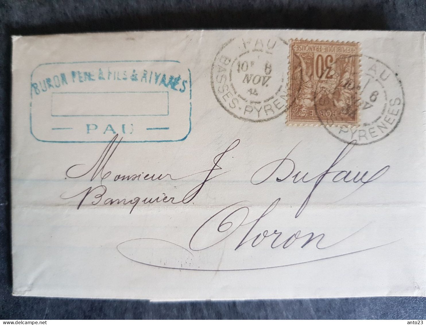 Sage 1884 Sur Lettre Commerciale ( N/U ) - 1876-1898 Sage (Type II)