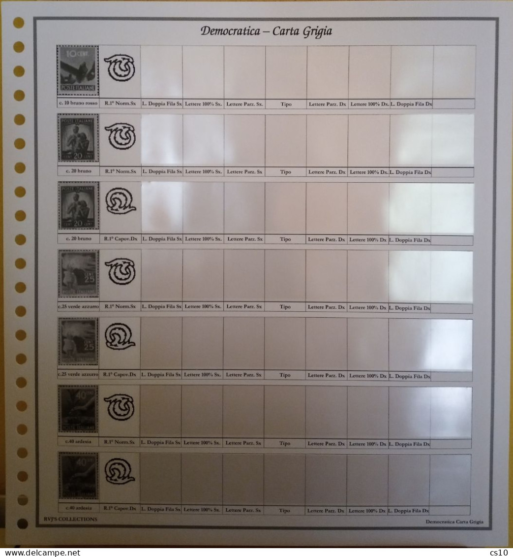 Democratica Posta Ordinaria - Raccolta Completa In 17 Fogli X Cartella 22 Anelli Per Tutte Le SPECIALIZZAZIONI - Sammlungen