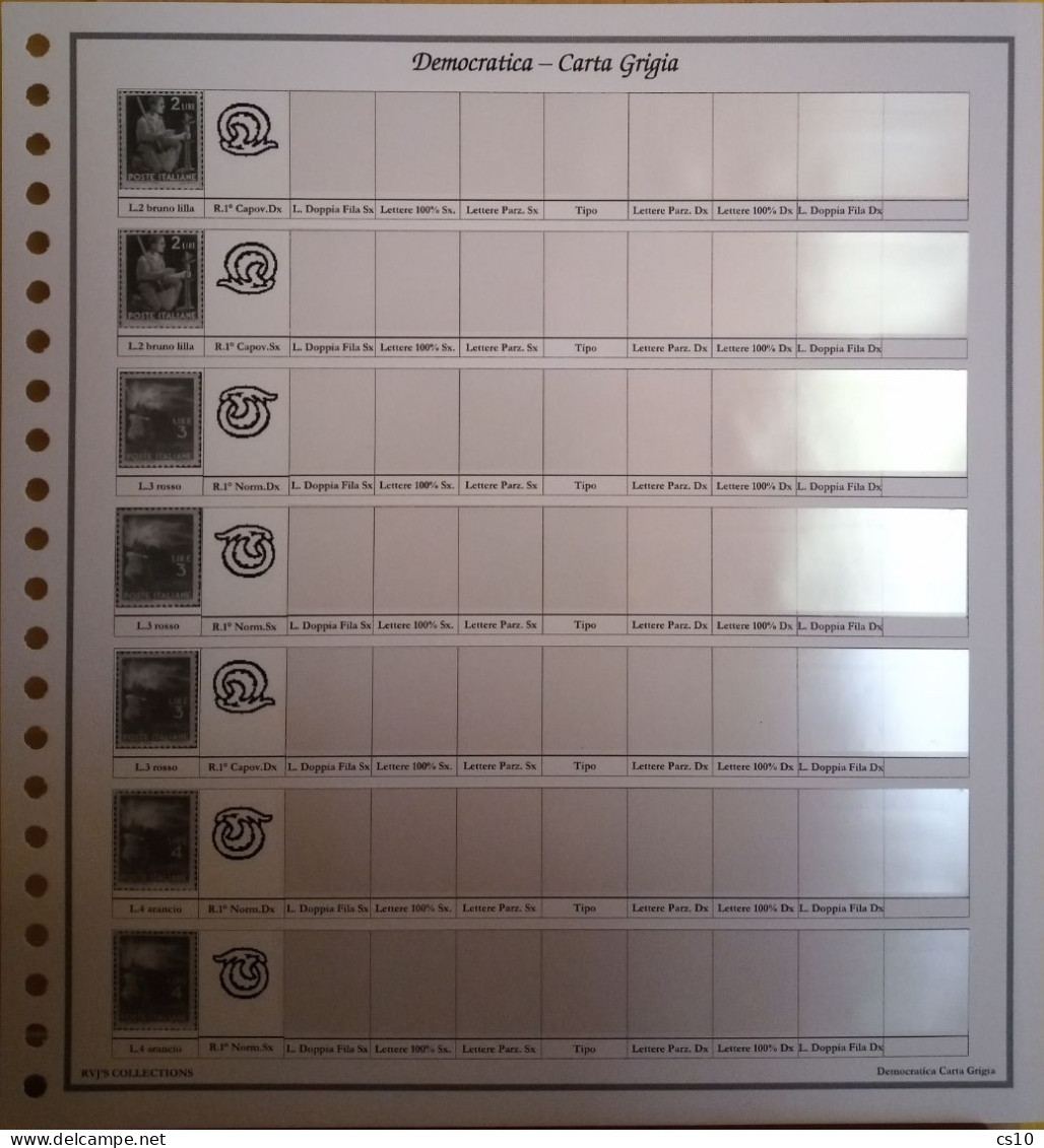 Democratica Posta Ordinaria - Raccolta Completa In 17 Fogli X Cartella 22 Anelli Per Tutte Le SPECIALIZZAZIONI - Collections
