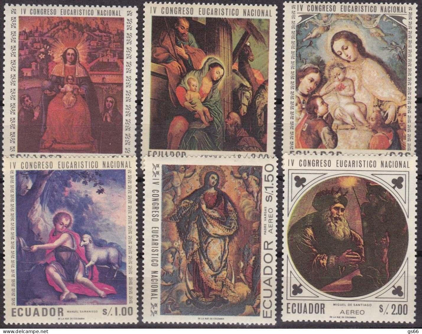 Ecuador, 1967, 1337/42, MNH **, Gemälde Iberoamerikanischer Meister Zum 4. Nationalen Eucharistischen Kongress. - Ecuador