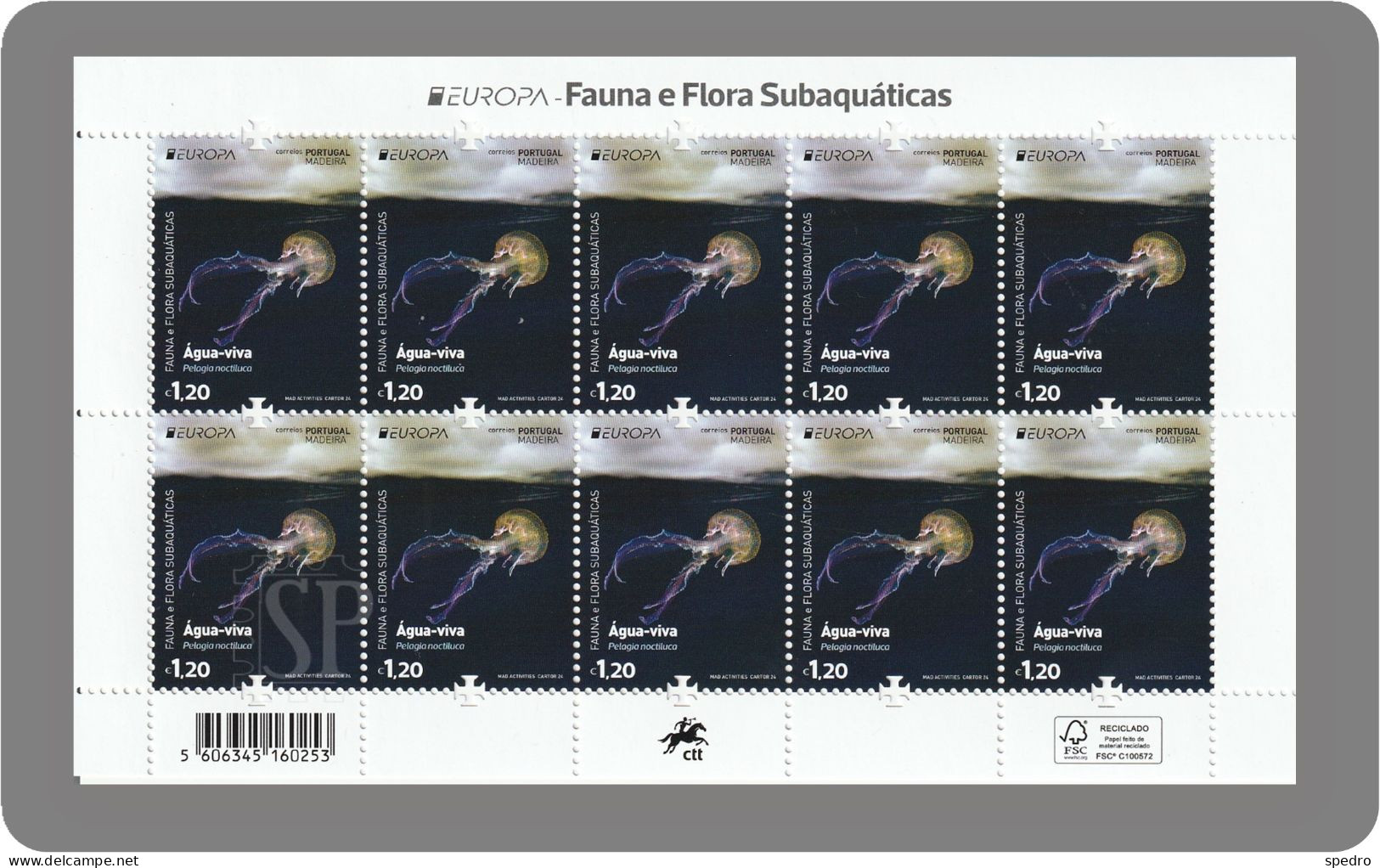 Portugal 2024 Europa Fauna E Flora Subaquática Underwater água-viva Pelagia Noctiluca Sea Oceano Cept - Unused Stamps