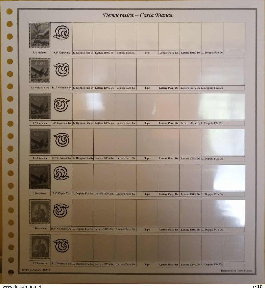Democratica Posta Ordinaria - Raccolta completa in 17 fogli x cartella 22 anelli per tutte le SPECIALIZZAZIONI