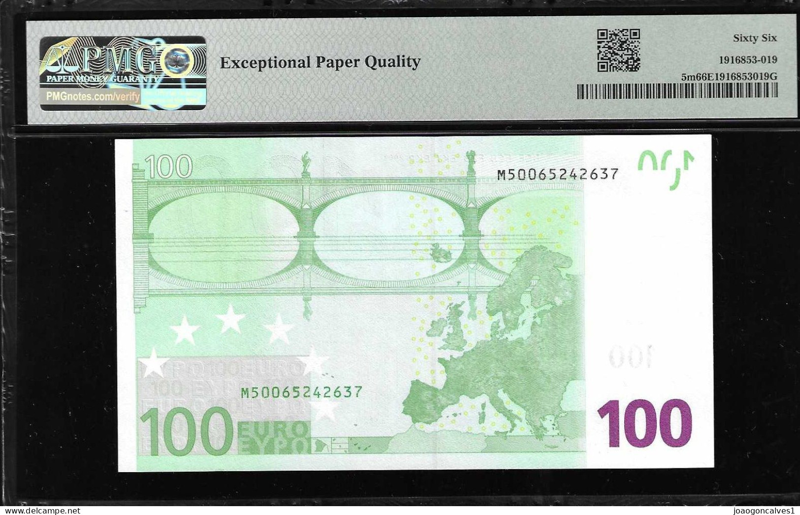 NOTA - PORTUGAL - 100 EUROS - Pick 5m - 2002  -  PMG 66 EPQ - 100 Euro