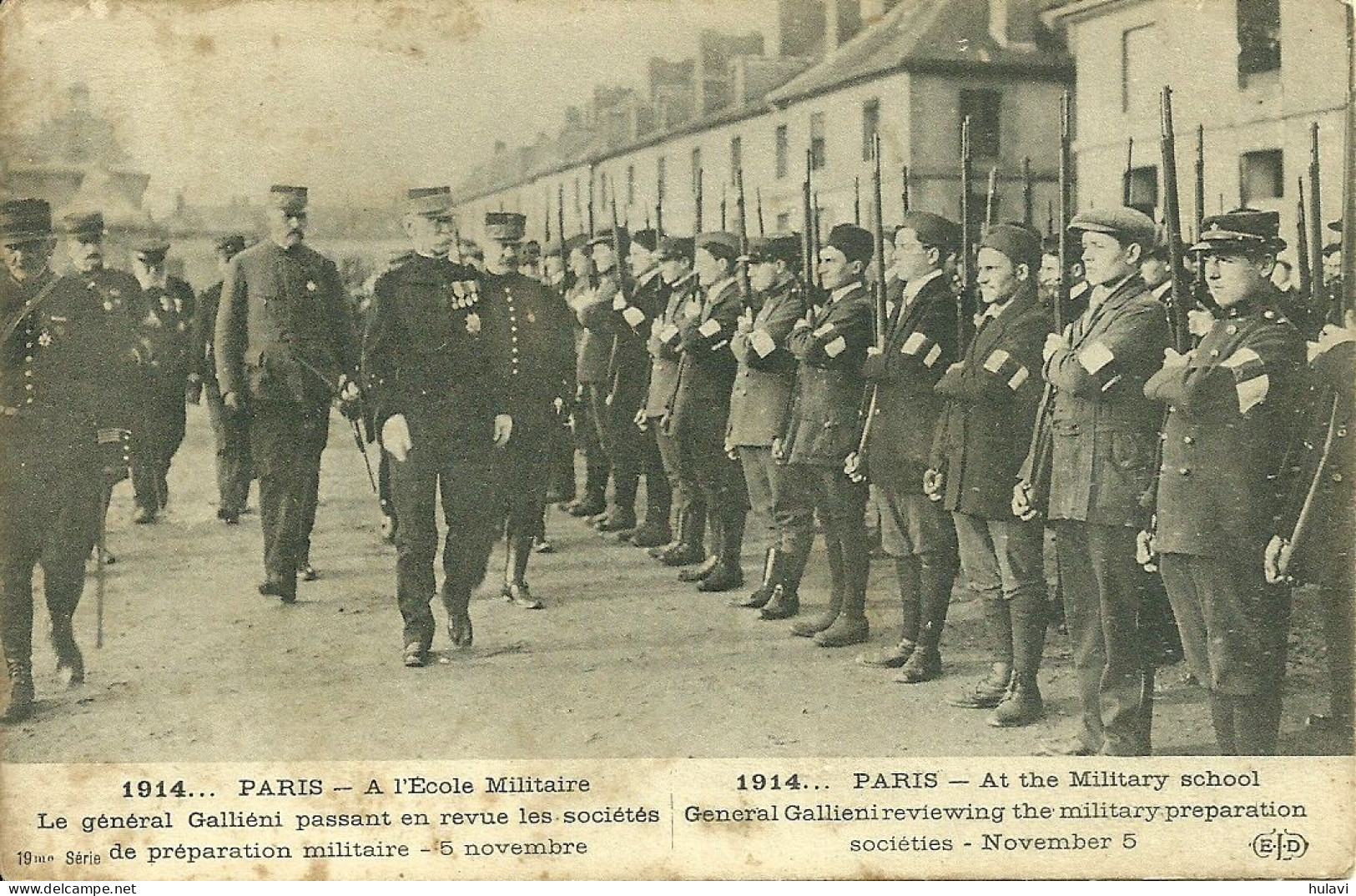 75 PARIS 7° - ECOLE MILITAIRE - LE GENERAL GALLIENI PASSE EN REVUE ..... (militaria) (ref 328) - Paris (07)