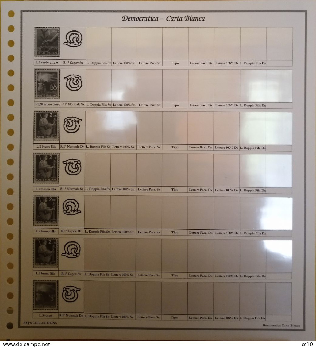 Democratica Posta Ordinaria - Raccolta completa in 17 fogli x cartella 22 anelli per tutte le SPECIALIZZAZIONI