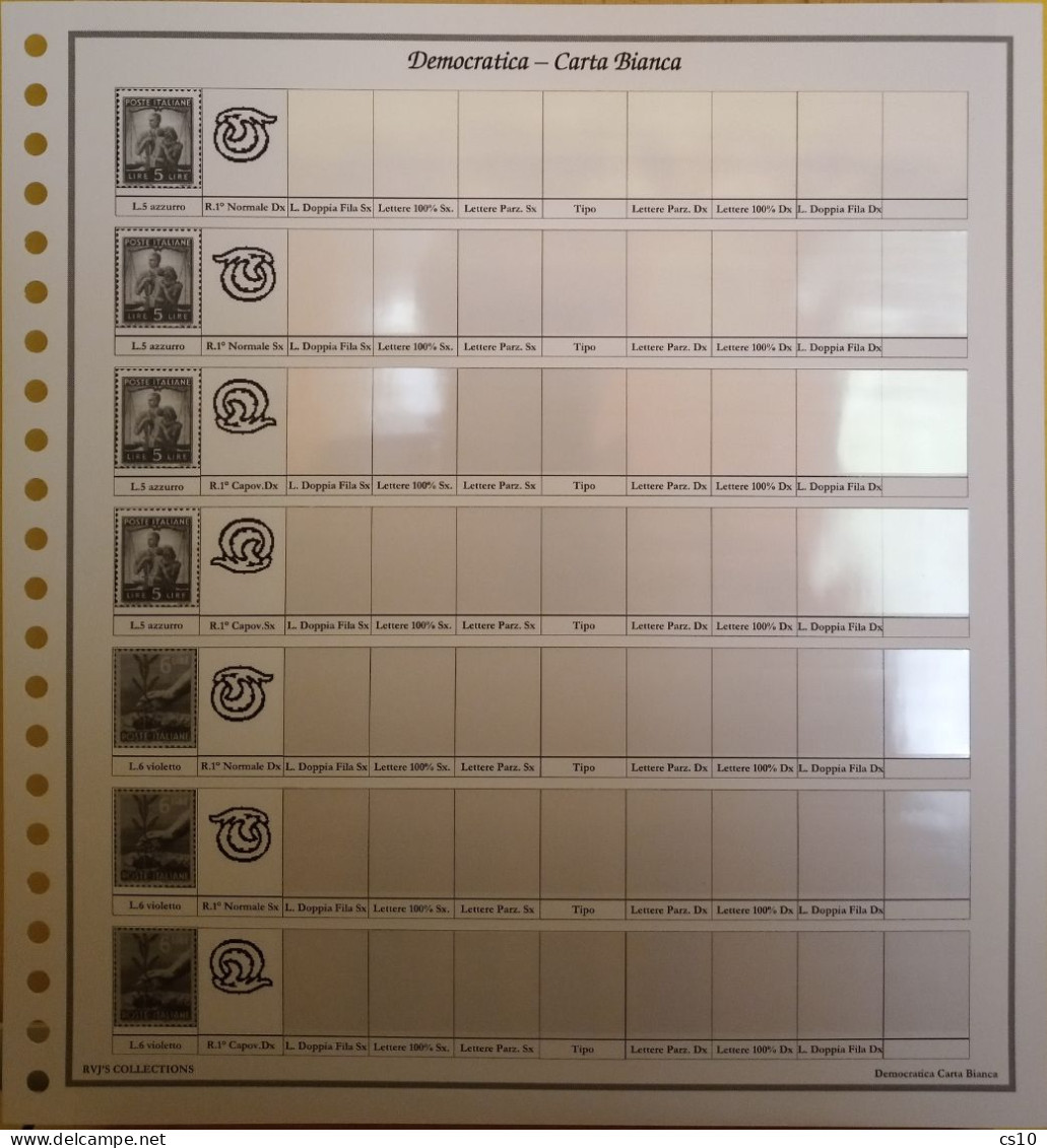 Democratica Posta Ordinaria - Raccolta completa in 17 fogli x cartella 22 anelli per tutte le SPECIALIZZAZIONI