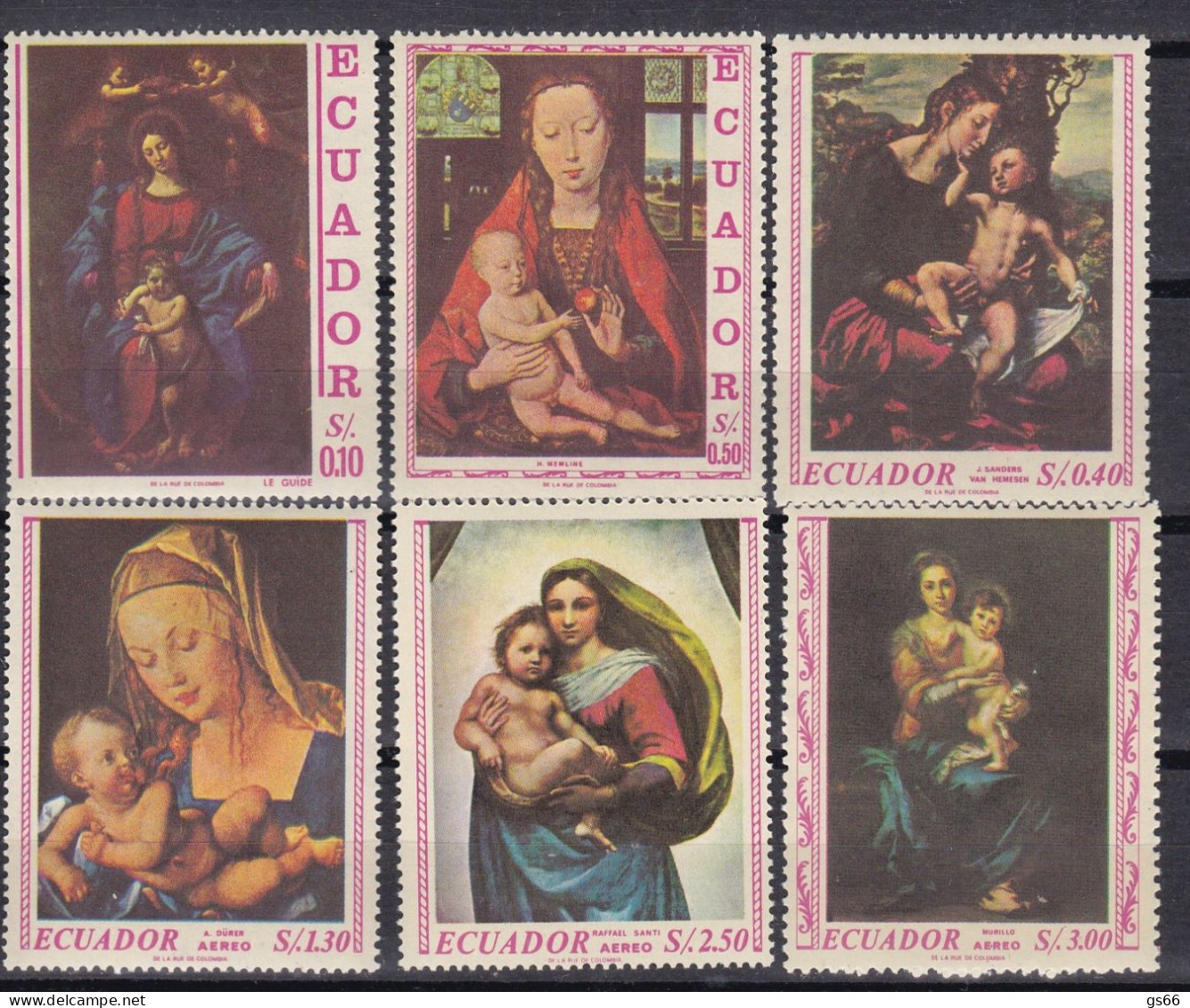 Ecuador, 1967, 1345/50, MNH **, Gemälde Iberoamerikanischer Meister Zum 4. Nationalen Eucharistischen Kongress. - Equateur