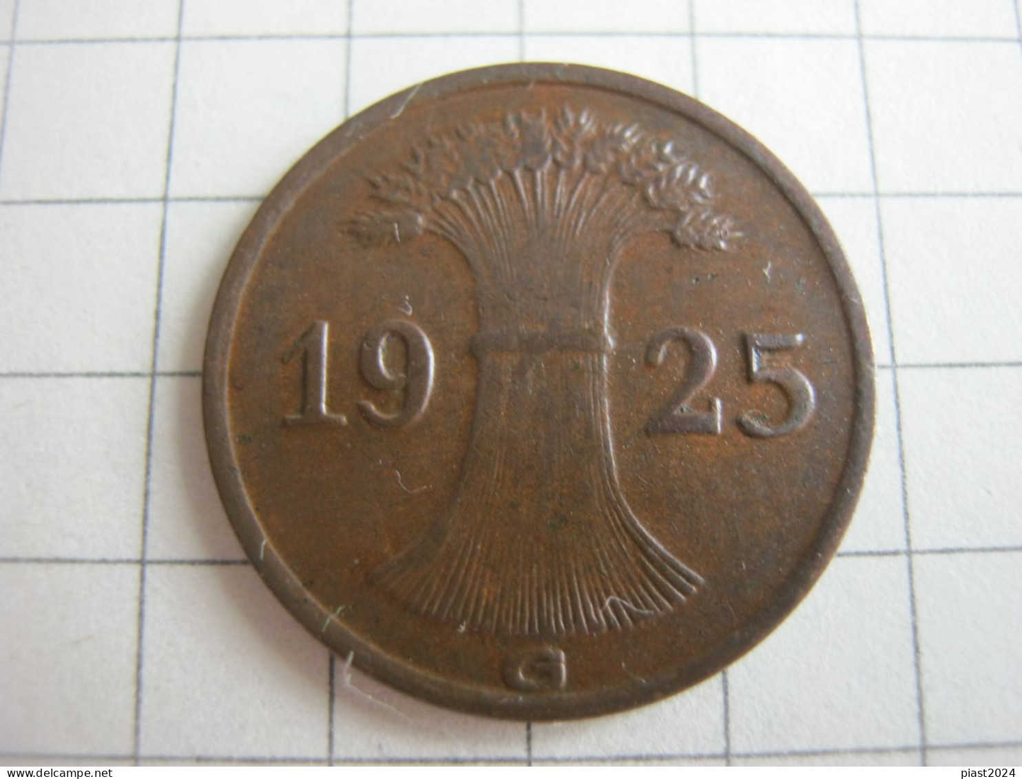 Germany 1 Reichspfennig 1925 G - 1 Renten- & 1 Reichspfennig