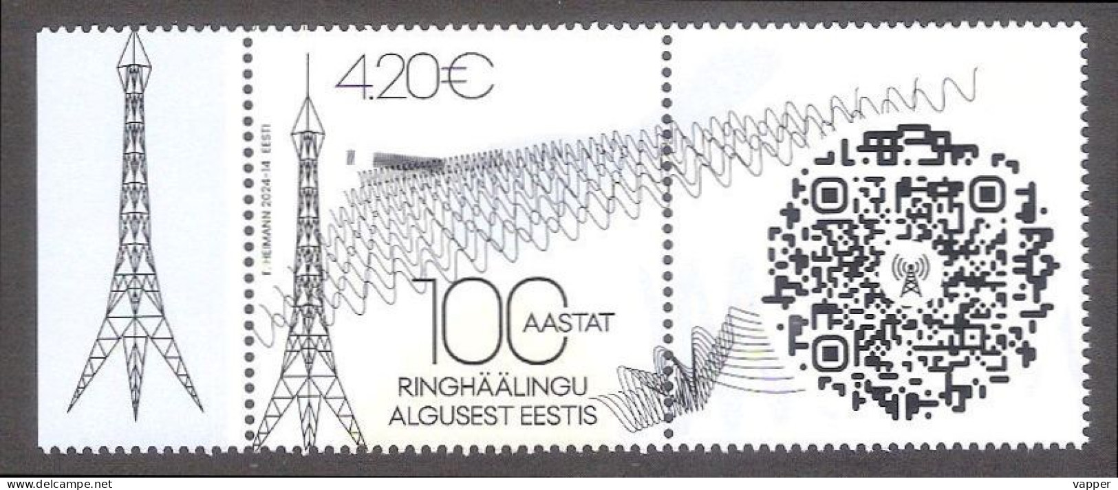 100th Anniv Of The First Radio Broadcast In Estonia 2024 MNH Stamp  Mi 1107 - Télécom