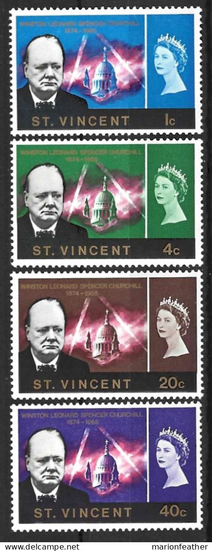 St. VINCENTS....QUEEN ELIZABETH  II...(1952-22..)....." 1966..".....OMNIBUS.....CHURCHILL , SET OF 4.....MNH. - St.Vincent (...-1979)