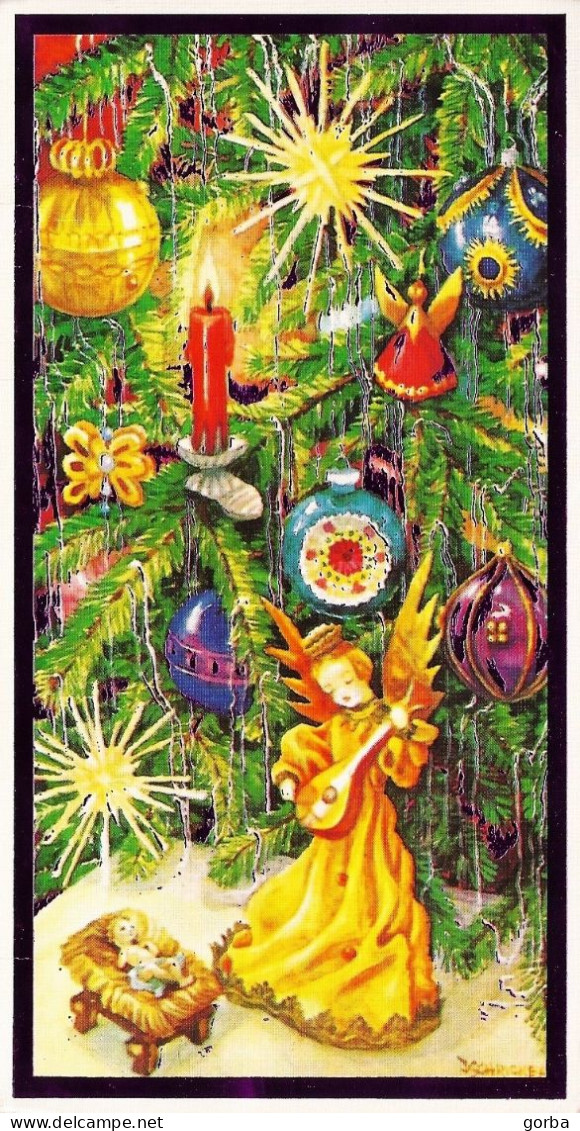 *CPM Double - Carte De Vœux - Arbre Et Ange De Noël - Peinture De Irène SCHRICKER - Nouvel An