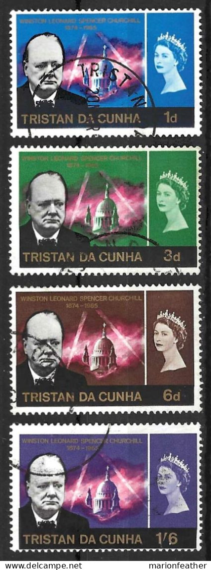 TRISTAN DA CUNHA......QUEEN ELIZABETH  II...(1952-22..)....." 1966..".....OMNIBUS.....CHURCHILL , SET OF 4.....VFU... - Tristan Da Cunha