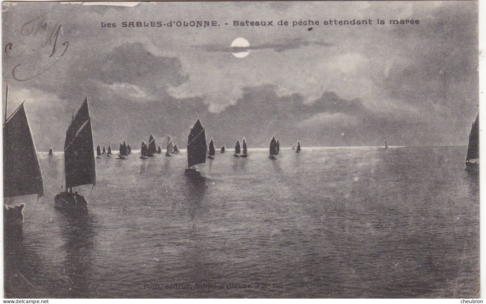 85. LES SABLES D'OLONNE.CPA. BATEAUX DE PECHE ATTENDANT LA MAREE. ANNEE 1917 + TEXTE (FM) - Sables D'Olonne