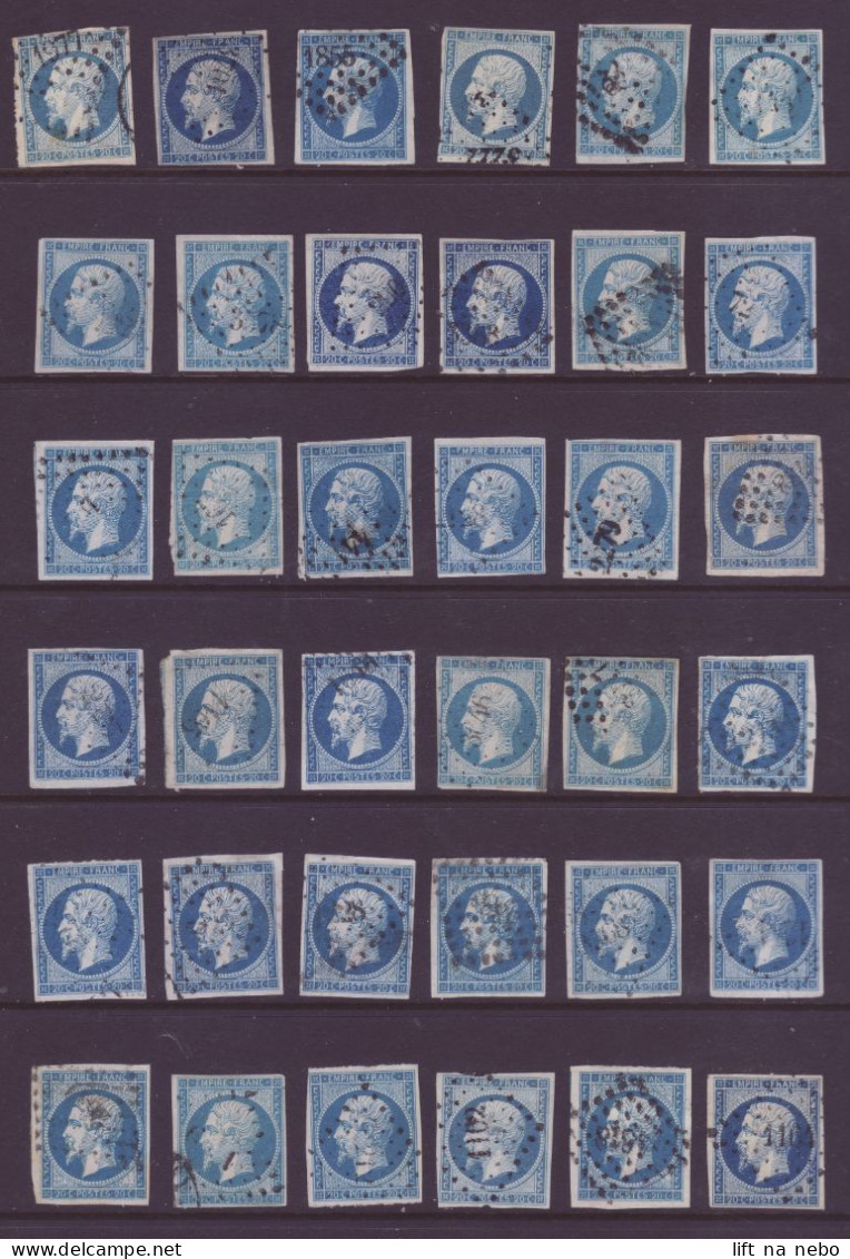FRANCE 1853-1860 LOT 36 Stamps 20c Bleu YT N°14 - 1853-1860 Napoleone III